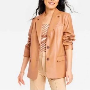 a new day Faux Leather Blazer, Brown